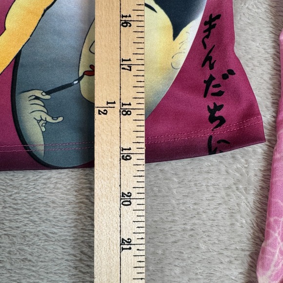 VTG 90s Rampage Japanese Geisha Art Print Blouse Womens M‎ Pink Preowned Cropped - Picture 5 of 6
